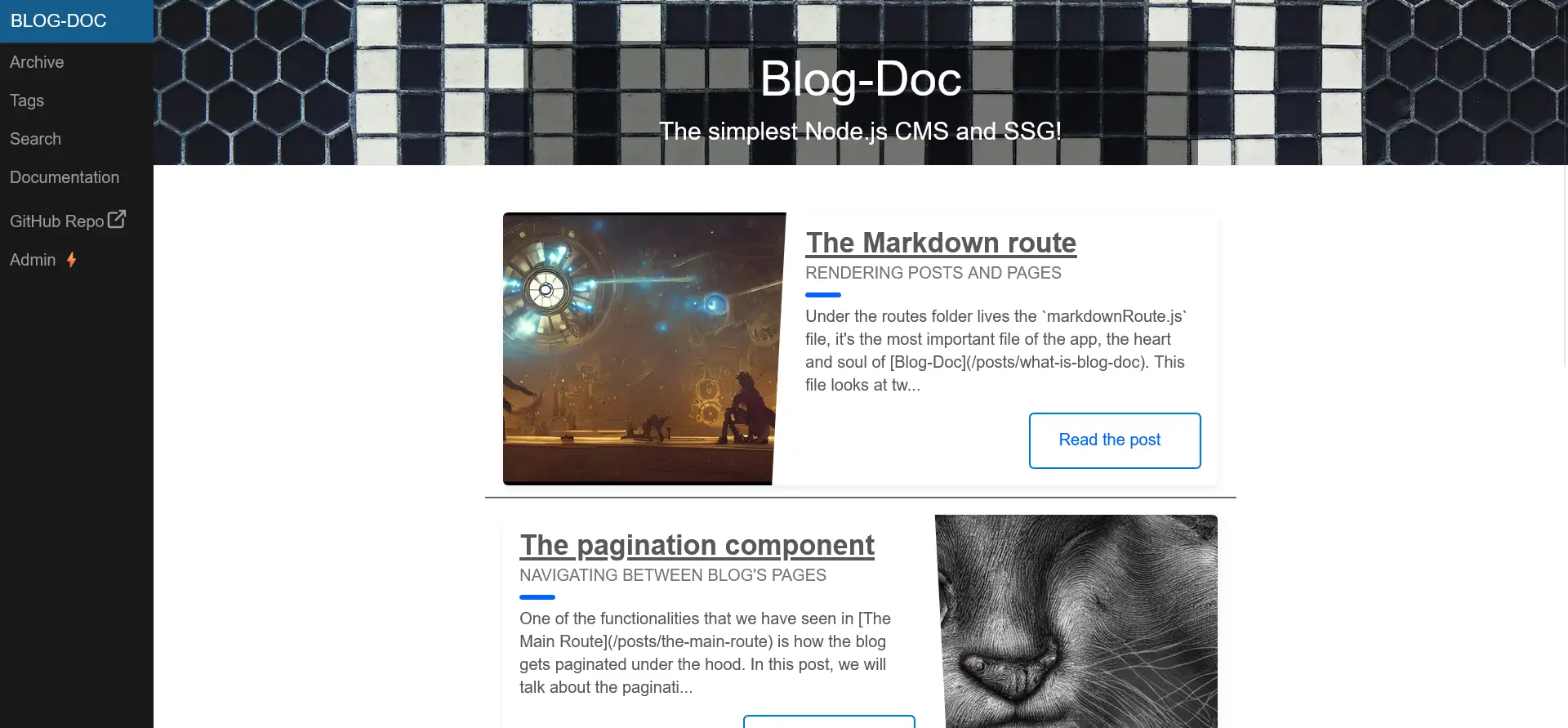 Homepage of Blog-Doc's front-end